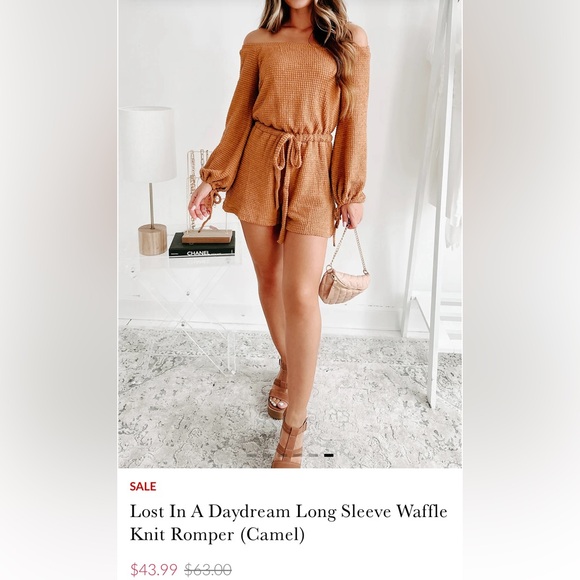 NANAMACS | Camel Waffle Knit Romper - Picture 5 of 5